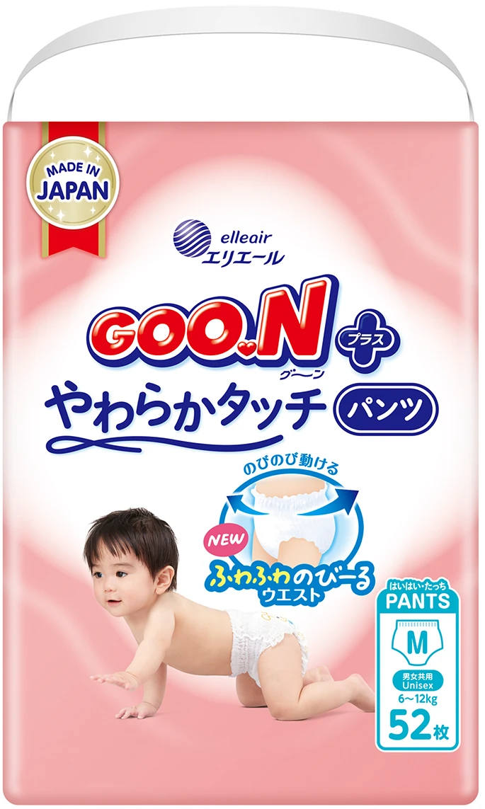 Одноразовые подгузники-трусики Goo.N Plus  6-12 кг размер M, унисекс, 52 шт. (21001510)